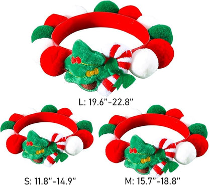Elegant little tail Dog Christmas Costume 1PC Red Christmas Collar Soft Funny Pet Collars Headgear Adjustable Pom-Pom Headdress Cute Collar for Large Dog Pet Party Accessories Costume