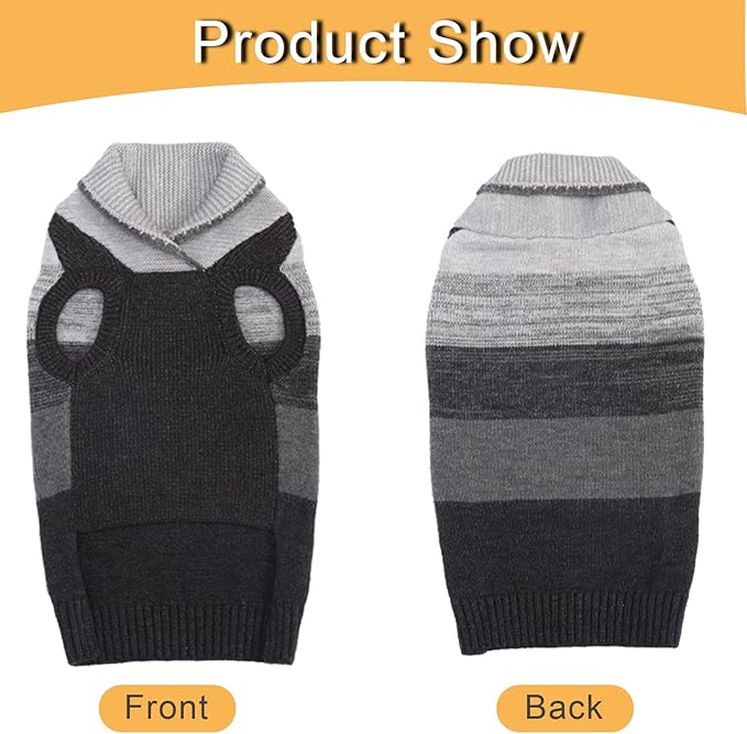 French Bulldog Small Soft Knitted Dog Sweater Puppy Pullover Frenchie Pug English Boston Terrier Bully Pitbull Sweatshirt Clothing Cold Weather Winter Coats(Black,Medium)