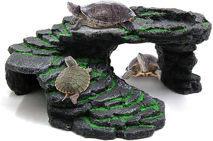Moonorange Turtle Basking Platform Turtle Tank Decoration for Aquariums & Terrarium, Turtle, Lizard, Reptile Habitat Hideout (Black)