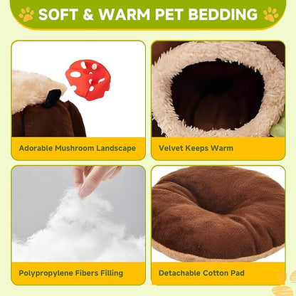 LYART Guinea Pig Hamster Bedding or Hideout for Mouse Mice Rat Ferret Bunny Fluff Bedding Bed House Cage Accessories, Dwarf Rabbits Hedgehog Bearded Dragon Warm Bedding Winter Nest Cave, Washable(2.L)
