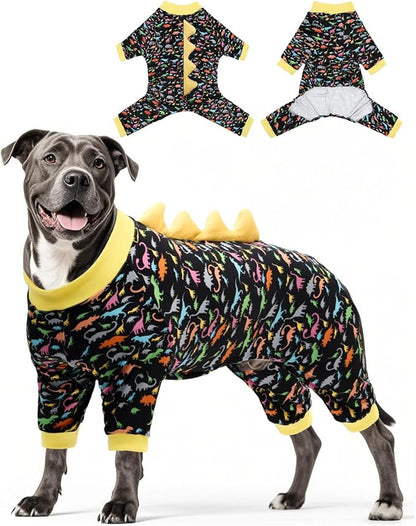 CuteBone Dinosaur Costume Dog Pajamas, Stretchy Spandex Crystal Velvet Sleepwear Coat for Small Dogs, Soft & Warm Pet Outfit Clothes for Cold Weather, Cozy Pullover Design COSP01-4XL