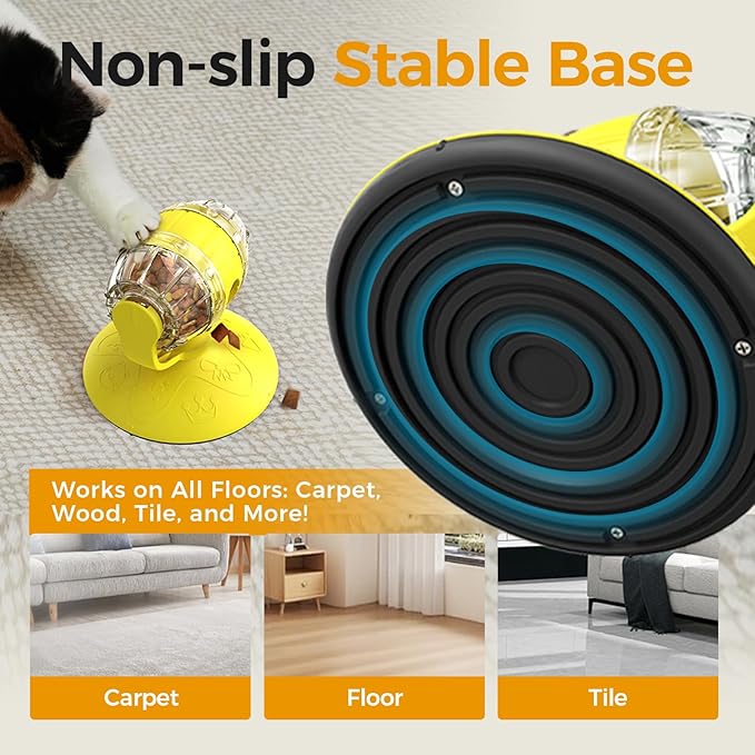 Cats Slow Feeder 4.6" High Cat & Dog Dry Food Dispenser Toy with Wine Barrel Spinner, Treat Dispenser for Boredom & Anxiety Relief, IQ Training for Small/Medium Pets (Yellow)