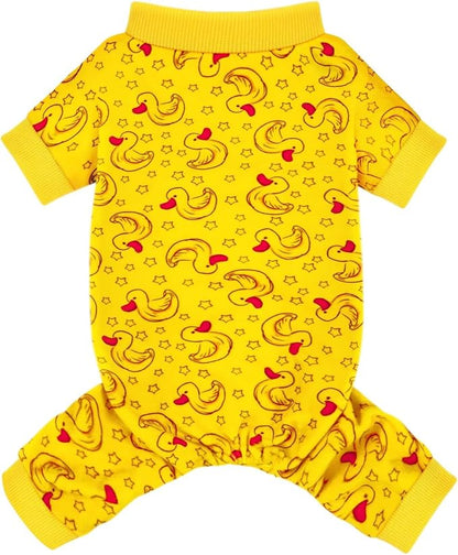 Paiaite Dog Pajamas Onesie: Comfortable Four-Legged Apparel for Small, Medium, & Large Dogs, Polyester Material for Comfort, Wrinkle Resistance, Moisture Wicking, Stretchiness Rotating Duck XS