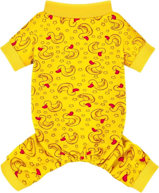 Paiaite Dog Pajamas Onesie: Comfortable Four-Legged Apparel for Small, Medium, & Large Dogs, Polyester Material for Comfort, Wrinkle Resistance, Moisture Wicking, Stretchiness Rotating Duck XS