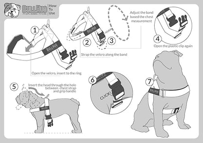 BULLHUG Adjustable Dog Harness– No Pull, No Choke – for English Bulldogs, French Bulldogs, Pugs & Broad-Chested Breeds – Easy, Safe Walks (NEON Green, XL)