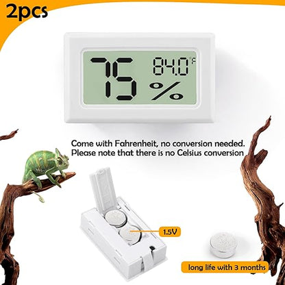 Bearded Dragon Accessories, 2 PCS Rectangle Reptile Thermometer and Humidity Gauge, Reptile Tank Accessories for Jumping Spider, Leopard Gecko, Hermit Crab, Gecko, Ball Python, Lizard