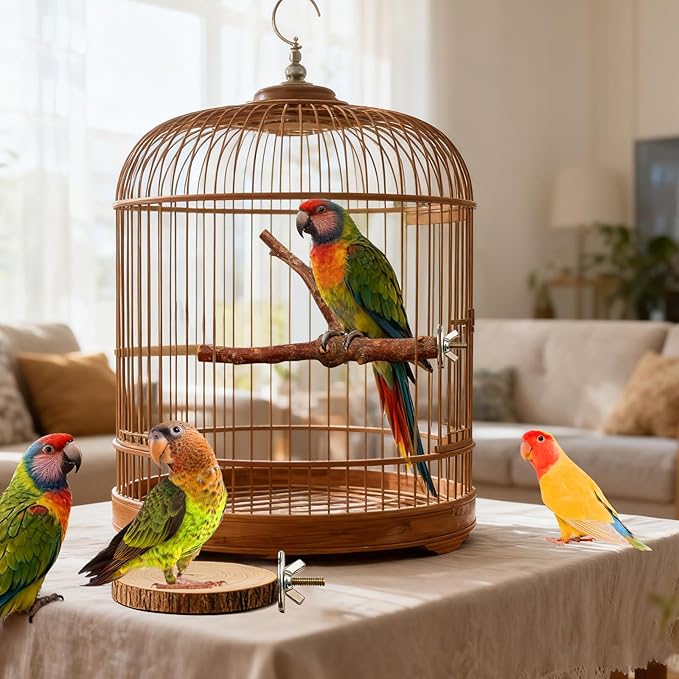 8 Pack Natural Wood Bird Perches, Parrot Perch Stand Bird Cage Accessories for Budgerigar Cockatiels, Conures, Lovebirds