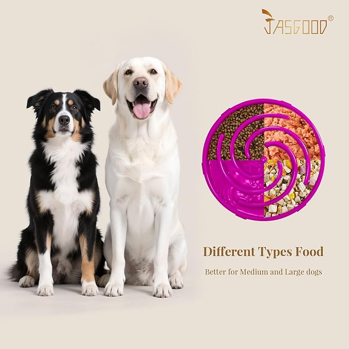 JASGOOD Slow Feeder Dogs Bowl for Large Medium Dogs,Anti-Gulping Pet Slower Food Feeding Bowls Stop Bloat,Preventing Choking