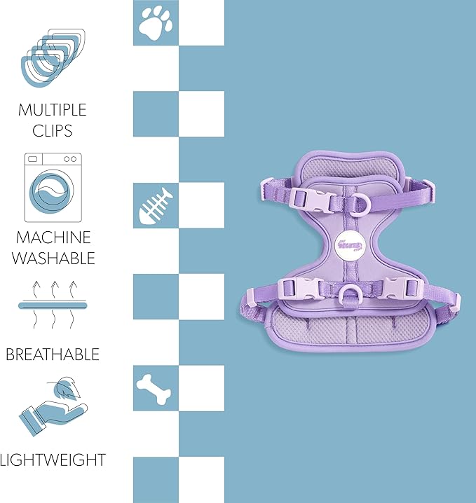 HNS1001H Arlo Small Adjustable Soft Padded No Pull Pet Harness with 3 Buckles and 3 Leash Clips, Bramble