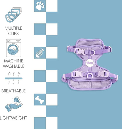 HNS1001H Arlo Small Adjustable Soft Padded No Pull Pet Harness with 3 Buckles and 3 Leash Clips, Bramble