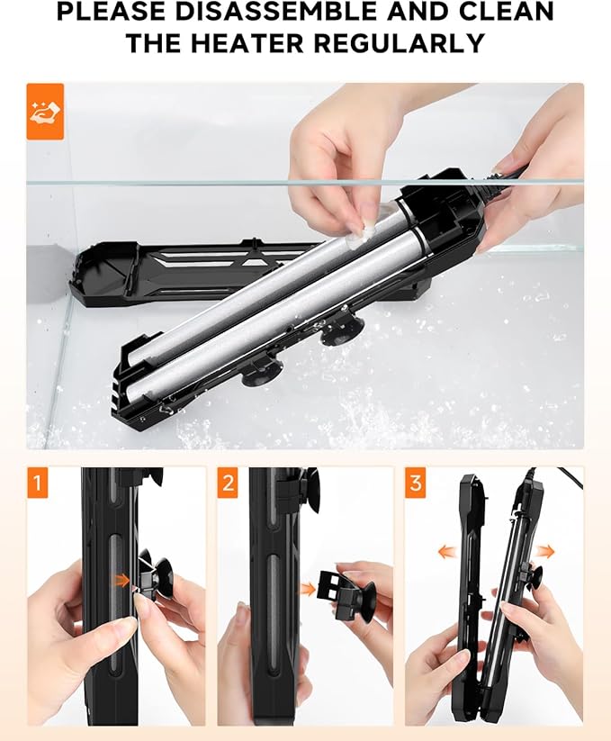 AQQA Aquarium Heater,64-95°F Fast Heating Double Quartz Glass Tube Fish Tank Heater,High-definition LCD Controller Displays Real-time Power,Anti-dry and Over-temperature Protection (1400W 260-380 Gal)