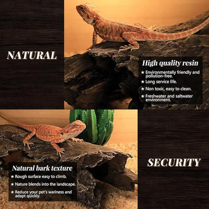 Fish Tank Decorations - Large Aquarium Decorations Air Bubbler Tree Fish House for Betta Hideout Caves Buddha Decor Temple Ruins Arched Betta Fish Accessories Reptile House Shelter Decor (Wood A-L)