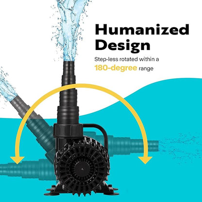 VIVOHOME 120W 2700GPH Submersible Water Pump with 180° Seamless Adjustable Nozzle and Barrier Bag for Koi Pond Waterfall Fountains Fish Tank