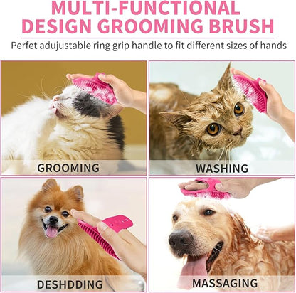 Professional 7 in 1 Dog Paw Cleaner for Dogs & Cats - Includes 1 Portable Paw Washer, 1 Bath Brush, 2 Dog Toothbrushes and 3 Absorbent Towels Note: Fits Paws 2.5 to 3.5 Inches Wide (Large, Pink)