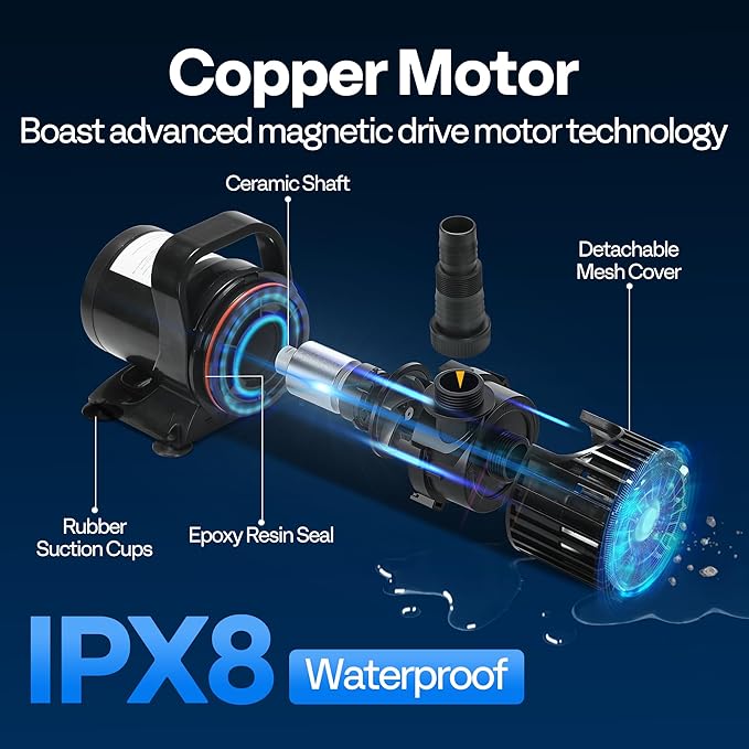 VIVOHOME 220W 4500GPH Submersible Water Pump with 180° Seamless Adjustable Nozzle and Barrier Bag for Koi Pond Waterfall Fountains Fish Tank