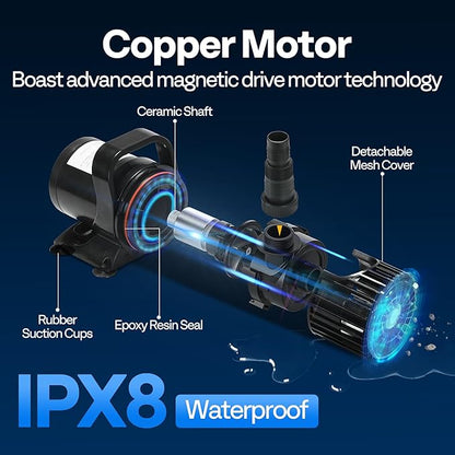 VIVOHOME 220W 4500GPH Submersible Water Pump with 180° Seamless Adjustable Nozzle and Barrier Bag for Koi Pond Waterfall Fountains Fish Tank