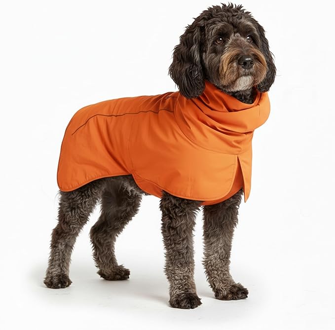 Spark Paws Dog Raincoat, Waterproof Windproof Rain Jacket, for Small Medium Large Extra Large Dogs, Reflective Breathable Full-Body Coverage Dry Suit - Orange - 2XL
