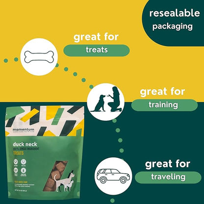 Momentum Carnivore Nutrition Freeze-Dried Duck Neck Dog Treats & Cat Treats – Single-Ingredient, High-Protein, Grain-Free, Natural Crunchy Chew – Made in USA – 3 oz Bag