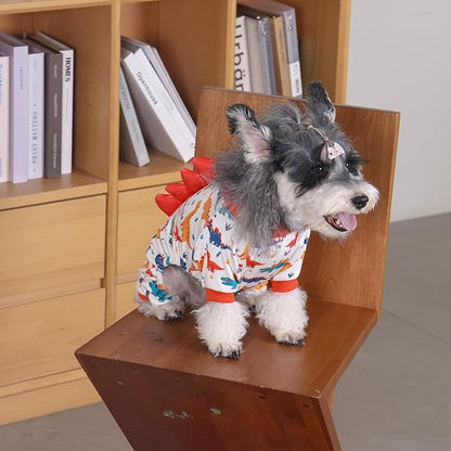 CuteBone Dinosaur Costume Dog Pajamas, Stretchy Spandex Crystal Velvet Sleepwear Coat for Small Dogs, Soft & Warm Pet Outfit Clothes for Cold Weather, Cozy Pullover Design COSP02XS