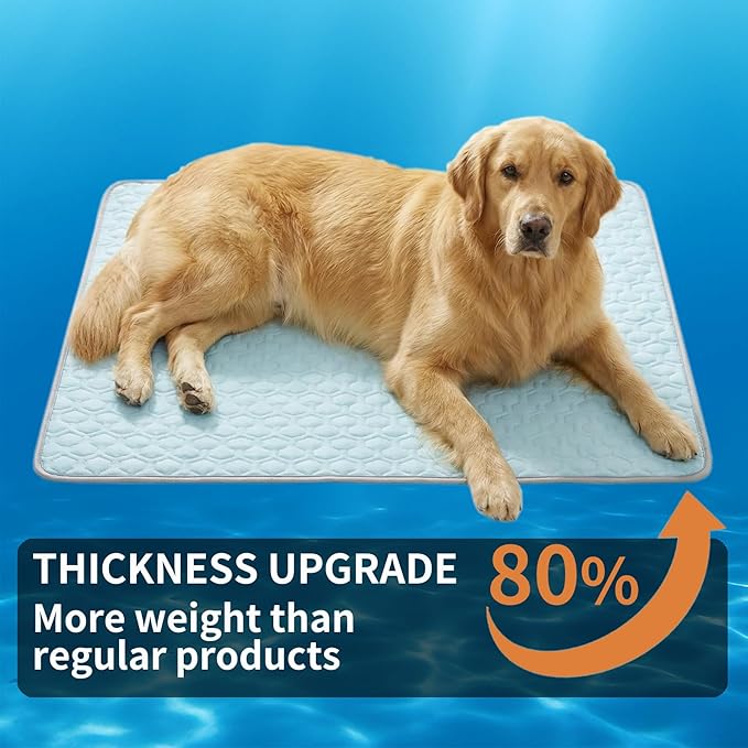 HAOMAIJIA Pet Cooling Mat for Dogs Thick Soft Washable Dog Cooling Mat Indoor Upgrade Waterproof Non-Slip Self Cooling Pad for Dog and Cat (Sky Blue, 39'' x 59'' XX-Large)