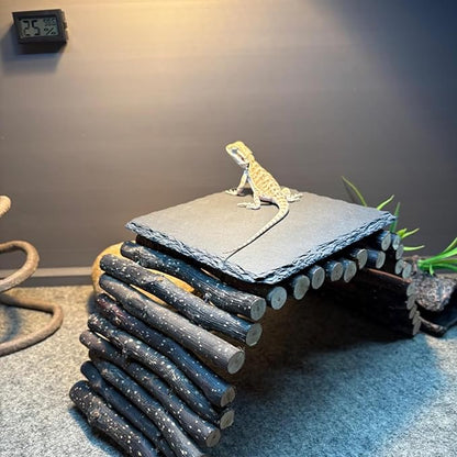 2 Pack Reptile Basking Platform 11.8 × 6" + 4", Reptile Slate, Basking Rock, Slate Tiles Rocks for Reptiles,Terrarium Bowls for Bearded Dragon Tortoise Turtle Ball Python Snake Lizard Gecko