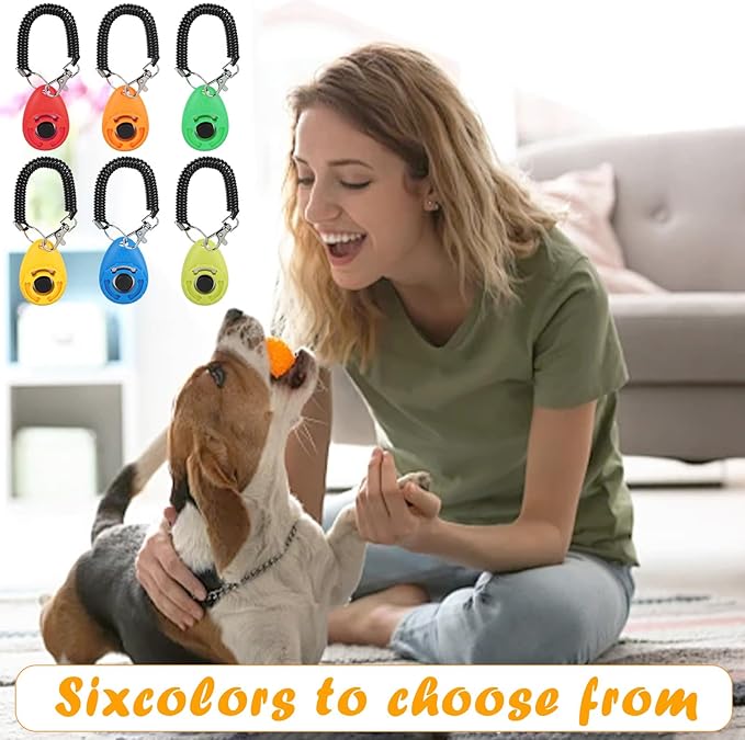 24 Pcs Dog Training Clicker Pet Training Click with Wrist Strap Cat Click Bird Clicker Puppy Train Supplies for Dogs Cats Horses Birds Behavioral Train Accessories