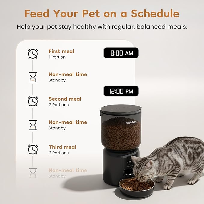 Automatic Cat Feeder, Adjustable 1080p Camera, 5G WiFi & App Control Cat Food Dispenser, Automatic Feeder Cat Dry Food with Dual Power & Voice Recording, Smart Automatic Dog Feeder Portion Control