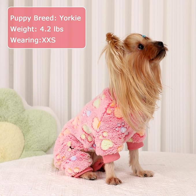 Dog Sweaters for Small Dogs Winter Pet Clothes Puppy Clothes Boy Girl Fleece Small Dog Pajamas Jumpsuits Doggie Outfits for Chihuahua Yorkie Cat Apparel