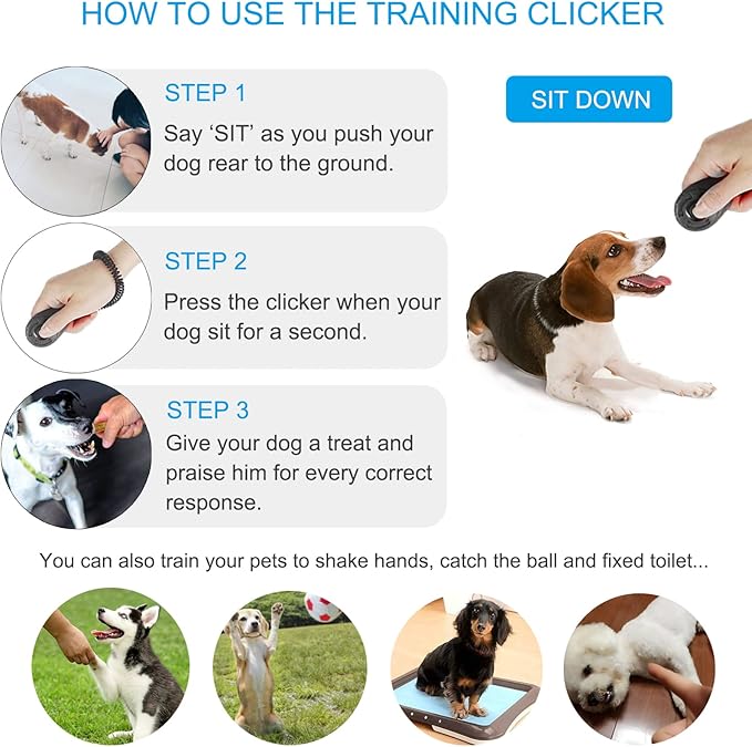 Diyife Dog Clicker for Training, 2 Pack Dog Training Clicker, Clicker Dog Training with Wrist Strap, Pet Training Clicker, Perfect for Dog Cat Puppies Behavioral Training (Black and Water Lake Blue)