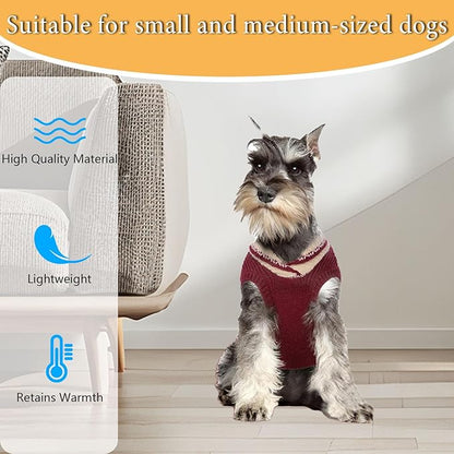 French Bulldog Small Soft Knitted Dog Sweater Puppy Pullover Frenchie Pug English Boston Terrier Bully Pitbull Sweatshirt Clothing Cold Weather Winter Coats(Red,Large)