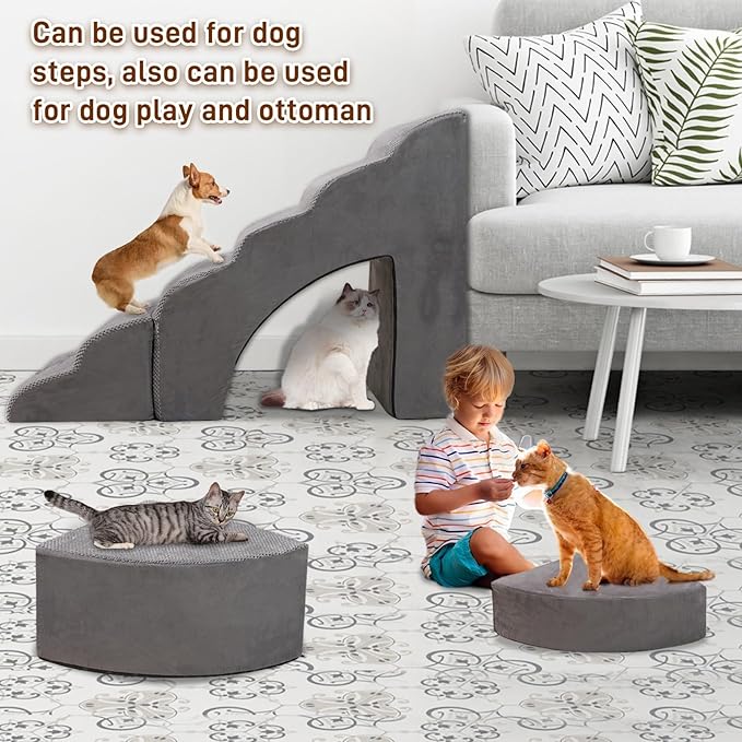 Dog Stairs & Steps for High Beds 30 Inches High Tall, LitaiL 30inch Pet Stairs/Steps for Beds Small Dogs, Non-Slip Dog Ramps for Bed