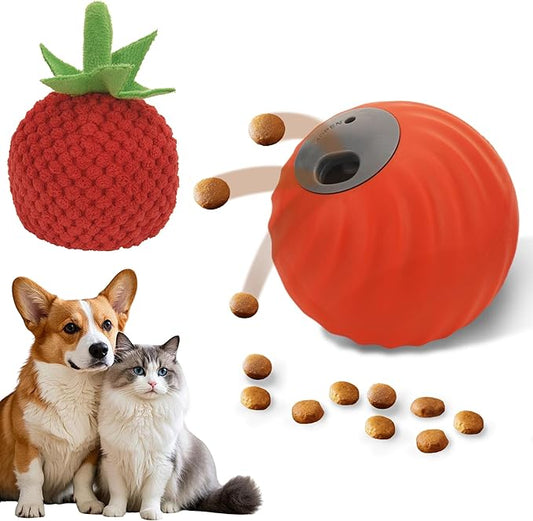 Interactive Dog Toys with Automatic Treat Dispenser, Fun Slow Feeder Interactive Toy for Dogs and Cats, Boosts Mental Stimulation, Reduces Anxiety, Durable Indoor Fun(Orange)