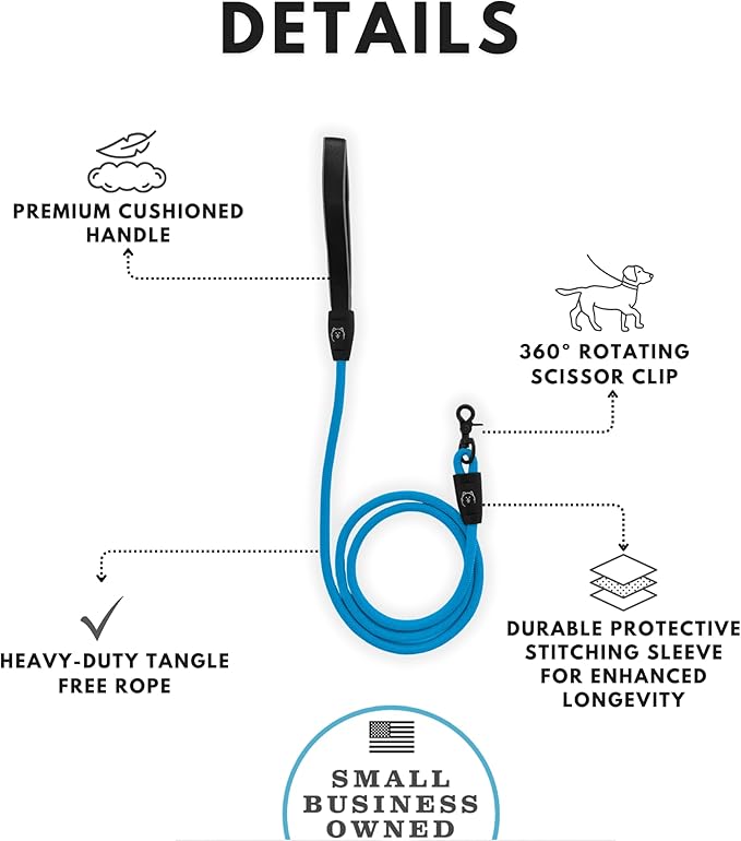ShawnCo Basecamp Rope Dog Leash- Premium, Durable Pet Leash with Soft Neoprene Padded, Reflective Handle for Small, Medium and Large Dogs (Olive Green, 5 Feet)