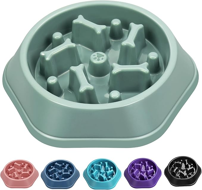 UPSKY Slow Feeder Dog Puzzle Bowl - Anti-Chocking, Interactive, Bloat Stop, Non-Slide, Lick Treat Bowl for Small & Medium Dogs (Green)