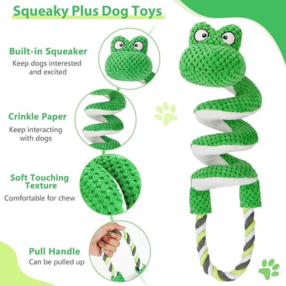 Interactive Squeaky Dog Toys with Pull Rope, Large Dog Tug of War Toy, Plush Puppy Chew Toys for Dental Health, Great for Small, Medium and Big Dogs