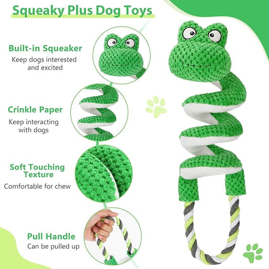 Interactive Squeaky Dog Toys with Pull Rope, Large Dog Tug of War Toy, Plush Puppy Chew Toys for Dental Health, Great for Small, Medium and Big Dogs