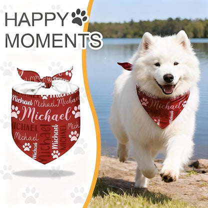 Personalized Dog Bandana Custom Dog Pet Name Scarf Customized Adjustable Triangle Scarf Birthday Style9