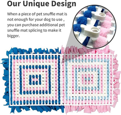 LIVEKEY Pet Snuffle Mat for Dogs, Dog Feeding Mat, Nosework Training Mats for Foraging Instinct Interactive Puzzle Toys (Blue&Pink&White)