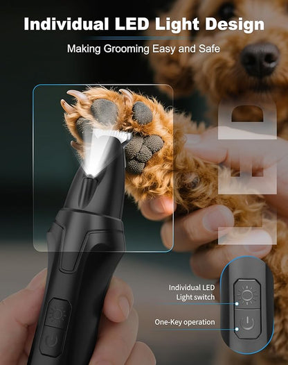 LEYOUFU Dog Paw Trimmer with LED Light, 2 Speed Low Noise Paw Trimmers for Dog's Feet, Cordless Electric Dog Clippers for Grooming Cat Hair Shaver for Paws, Ears, Face, Rump Small Areas (Black)