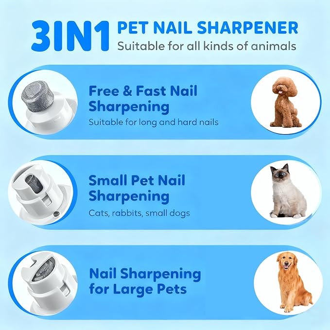 2025 Upgraded Silent Groom Pro Nail Grinder,2-Speed Dog Nail Trimmer with 2 Replacement Grinding Heads,Pet Paws Grooming Smoothing Tool for Cats and Dogs