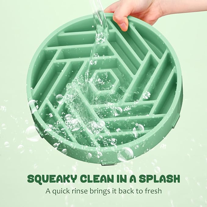 WHIPPY Slow Feeder Dog Bowl, Puzzle Maze Design to Slow Down Eating, 3-Cup Capacity, Anti-Gulping Food Bowl for Medium & Large Dogs,Mint Green