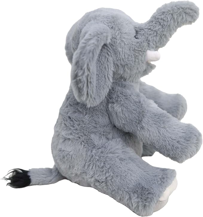 GOOC Kawaii Stuffed Smile Elephant Animal Cute Sitting Fuzzy Baby Elephant Plush Toy Gray Fluffy Doll Gift for Kids or Lover 10 Inch