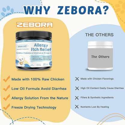 Dog Allergy Relief Chews, with Probiotics, Omega 3, Colostrum - Dog Itching Skin & Ears Relief, Herbal Skin & Coat Supplement, Gut & Immune Support, Hot Spot Treatment, Anti Seasonal Allergies