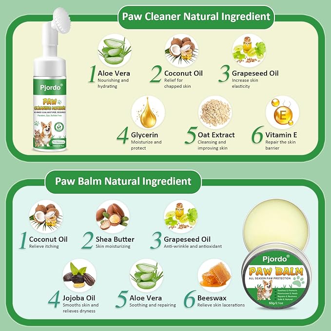 Dog Paw Cleaner - No-Rinse Pet Paw Cleanser for Dogs, Repairs Dry Cracked Paws, Protector Kit for Pet Foot Care