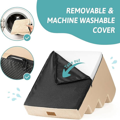 Dog Stairs for Small Dogs, 4 Tier Pet Stairs for Couch and Beds, 17.7" H Non-Slip Dog Steps for Old Cats, Puppy, Small Medium Dogs, 15.7x23.6x17.7 inch, Beige