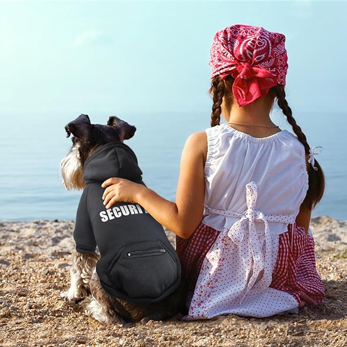 Dog Hoodie for Large Dogs Glow-in-The-Dark Security Dog Sweater Sweatshirt Hooded Soft Brushed Fleece WinterClothes with Dual Pocket Zip Puppy Hoodies Black XXL