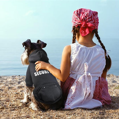 Dog Hoodie for Large Dogs Glow-in-The-Dark Security Dog Sweater Sweatshirt Hooded Soft Brushed Fleece WinterClothes with Dual Pocket Zip Puppy Hoodies Black XXL