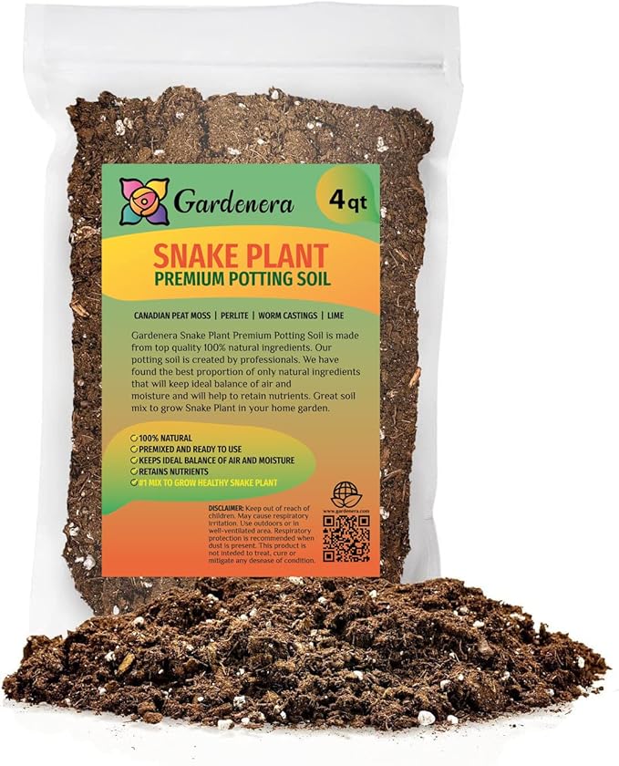 Gardenera RA Premium Snake Plant Potting Soil Mix, Green Sansevieria Trifascatia Zeylanica Plants, Plant or Re-Pot Your Snake Plant - (4 Quart Bag), (SNAKE-PLANT-4QT)