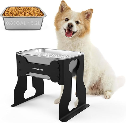 0.85 Gallon Dog Food Bowls Elevated, 10" Raised Dog Bowl with Stand for Medium Breed, Full Metal Feeding Station for Joint Pressure Relief, Easy Clean for Indoor Outdoor