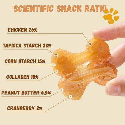 Dog Treats Chicken Wrapped Peanut Butter Bones 2.5'', Easily Digestable Dog Chews Rawhide Free Grain Free, Chewy Training Treats Snacks for Small Medium Large Dogs, 10.6 oz